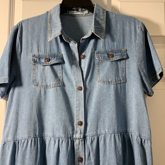 MISSLOOK Size Small denim dress with ruffle tier - Picture 3 of 8